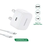UGREEN 20W Type-C PD Fast Charger With MFI Type-C to Lightning Cable Set