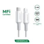 UGREEN 1 Meter MFI Certified Type-C to Lightning Cable Rubber Shell – US171 – 10493 – 1 Year Warranty