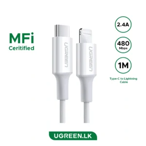 UGREEN 1 Meter MFI Certified Type-C to Lightning Cable Rubber Shell – US171 – 10493 – 1 Year Warranty
