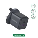 UGREEN 30W 2-Port GaN Fast Charger (UK Plug, Space Gray) – X516 – 65036 – 1 Year Warranty